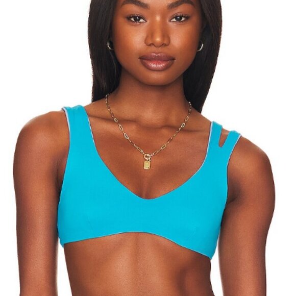 🌻NEW w.tag L*Space Blue Pointelle Ribbed Cabana Bitsy Bikini Bottom Size L $88 - Picture 10 of 11